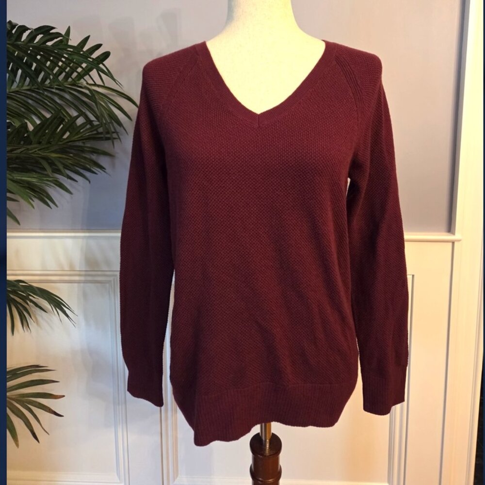 GAP Women’s Burgundy V Neck Sweater Long Sleeves